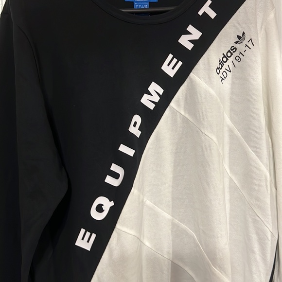 Adidas Black and White long sleeve shirt Large - Picture 2 of 6
